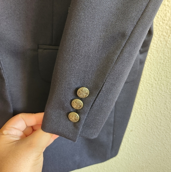 Oscar De La Renta Vintage Wool Gaberdine Double Breasted Navy Blazer - Picture 6 of 10